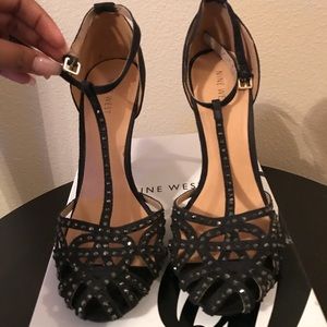 Nine West caged black heel